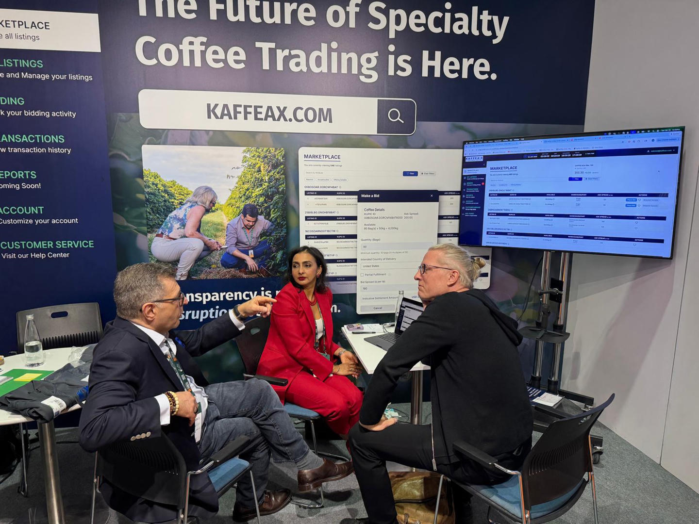Coffee quality inspection with professionals examining coffee beans in the field